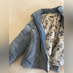 Corduroy blue puff jacket
